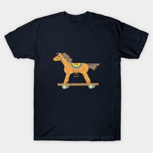 Wooden horses dark pattern T-Shirt